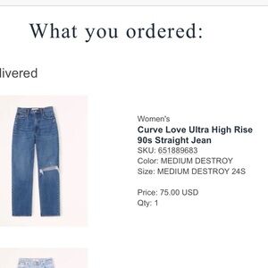 Abercrombie Ultra High Rise Straight Jeans with Distressed Detail